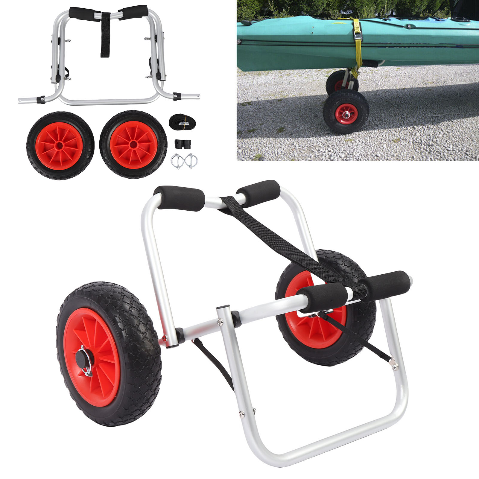 Kayak Cart Trolley Carrier Dolly - Chariot de transport pour kayak avec