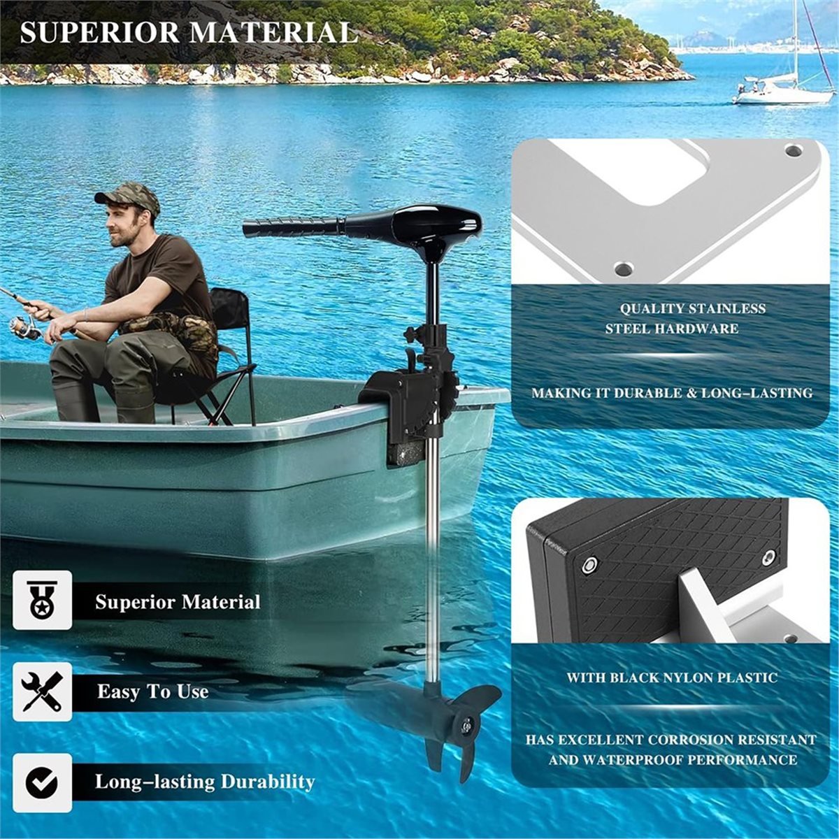 Electric Trolling Motor Kayak Mount - Support universel pour moteur de pêche
