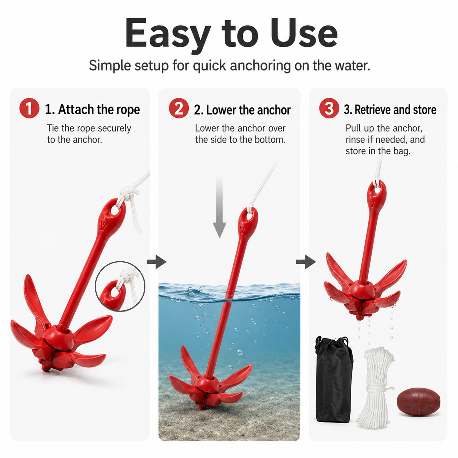 Kit d'ancre pliable pour kayak - Kayak Anchor Kit Folding 1.5Kg avis et prix