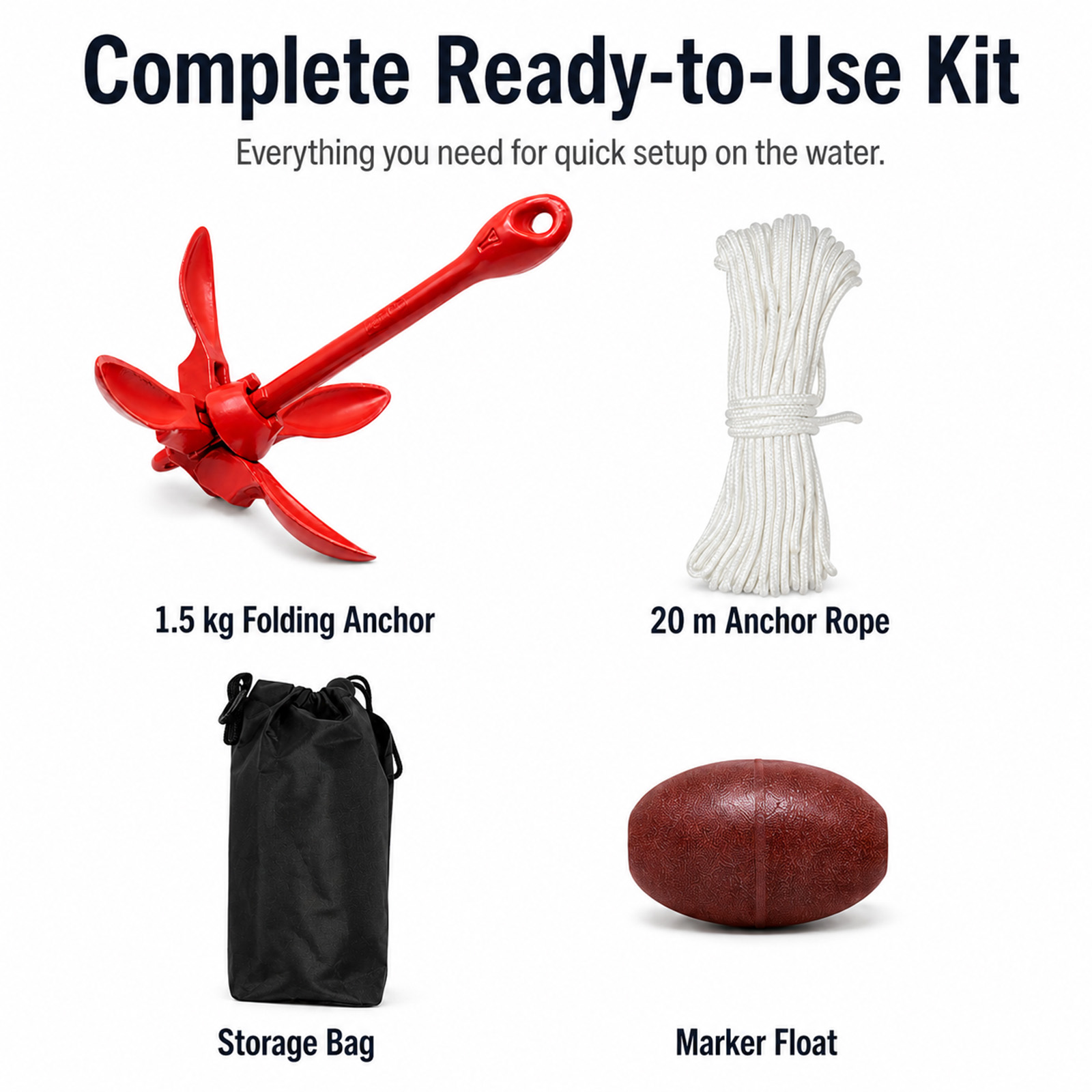 Kit d'ancre pliable pour kayak - Kayak Anchor Kit Folding 1.5Kg avis et prix