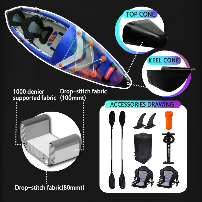 Kayak gonflable Skatinger 3 pl - Inflatable Kayak 2 Person Drop Stitch avis et prix