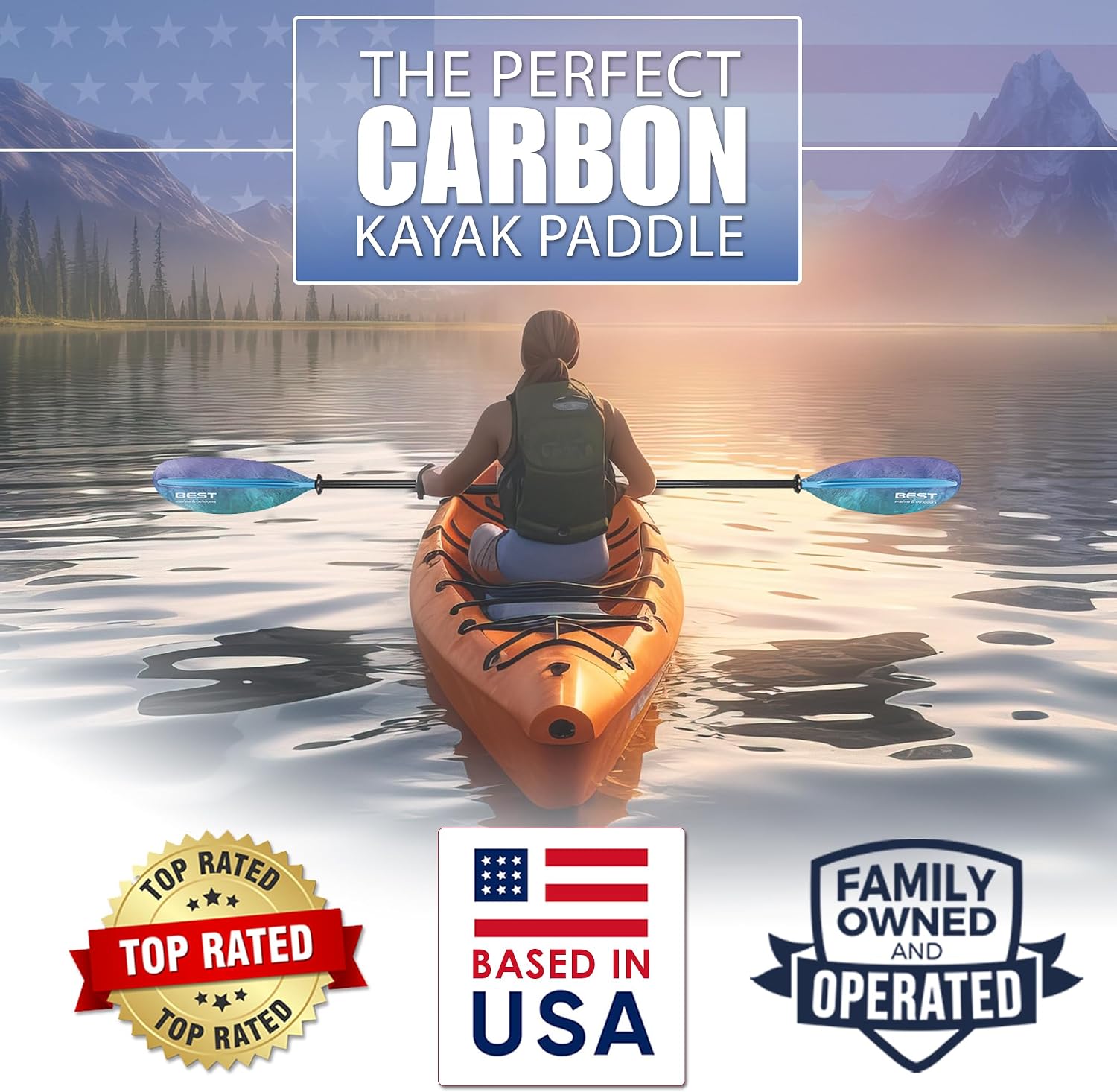 Pagaie de kayak en fibre de ca - Kayak Paddle Carbon Fiber 2 Piece avis et prix